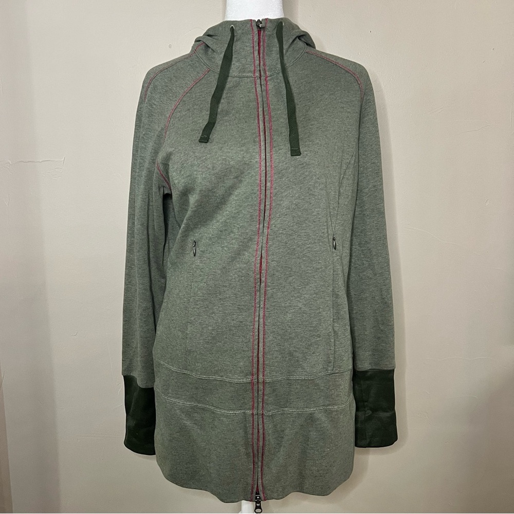 Green & Pink Columbia Zip Up Hoodie in Size Medium